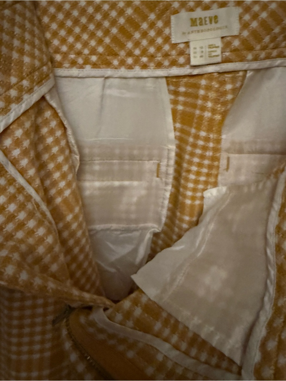 Anthropologie Maeve  yellow and white gingham plaid trousers .8 - Picture 10 of 15